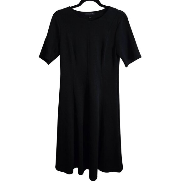 Banana Republic Seamed Knit Midi Dress Black Short Sleeve 2023 Size M - Picture 2 of 7